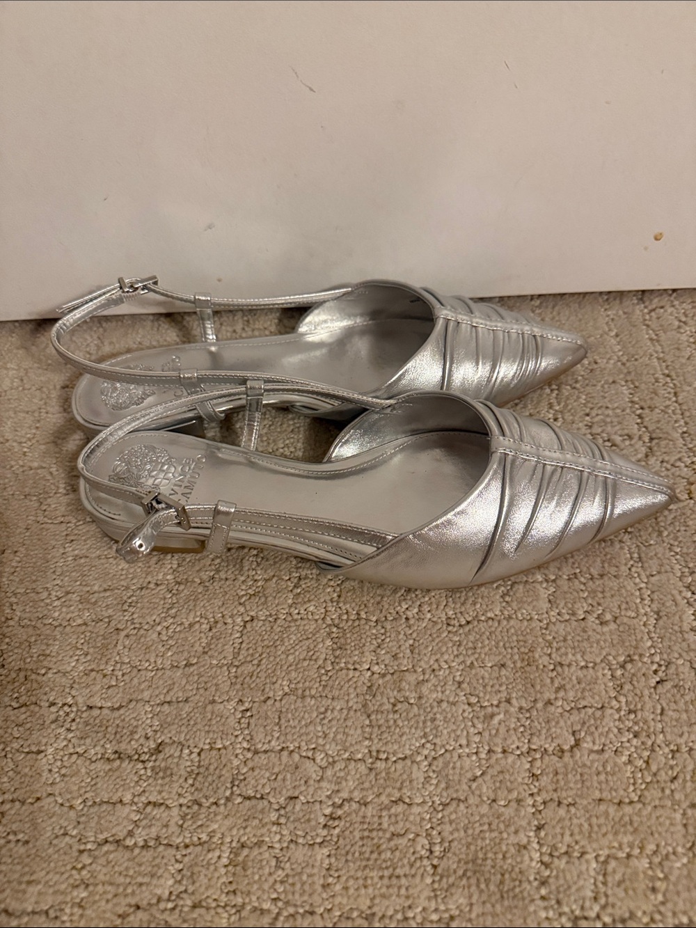 Silver Pointed Slingback Flats - Women's Dress Shoes - Size 8